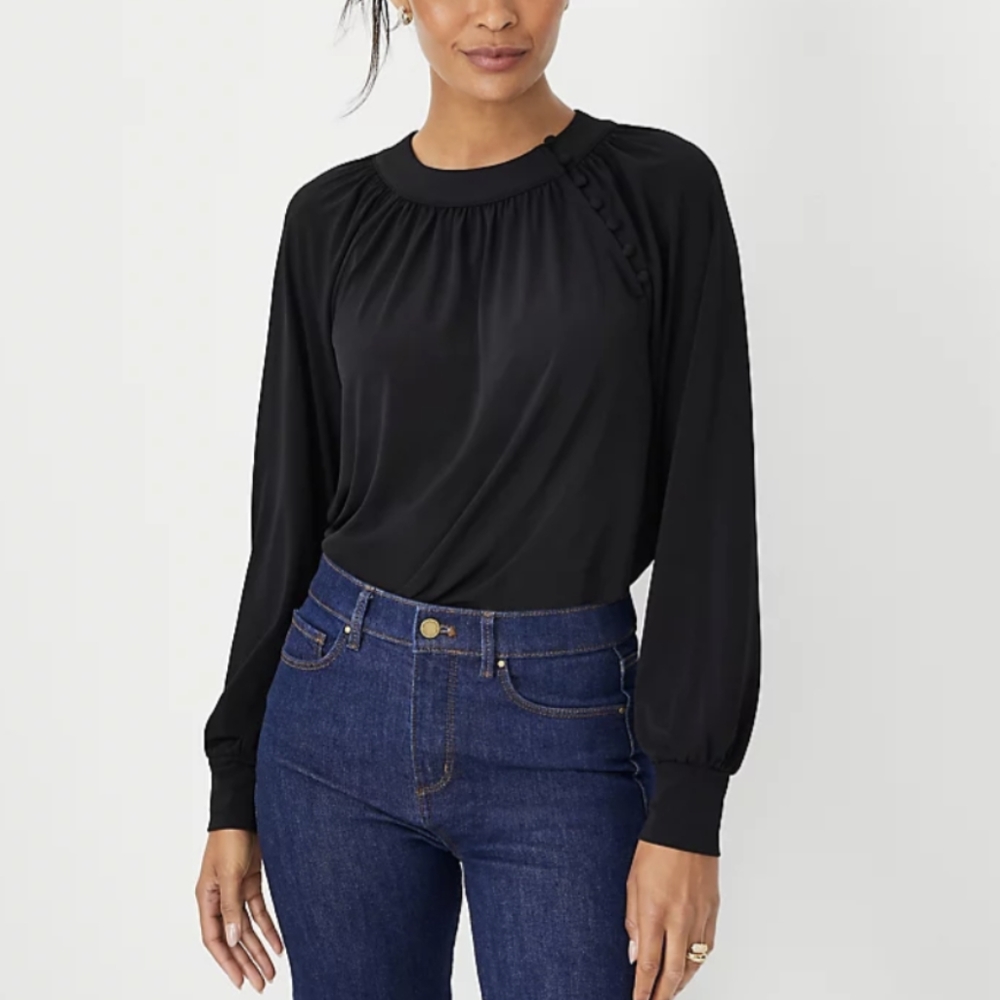 Ann Taylor Button Trim Top
